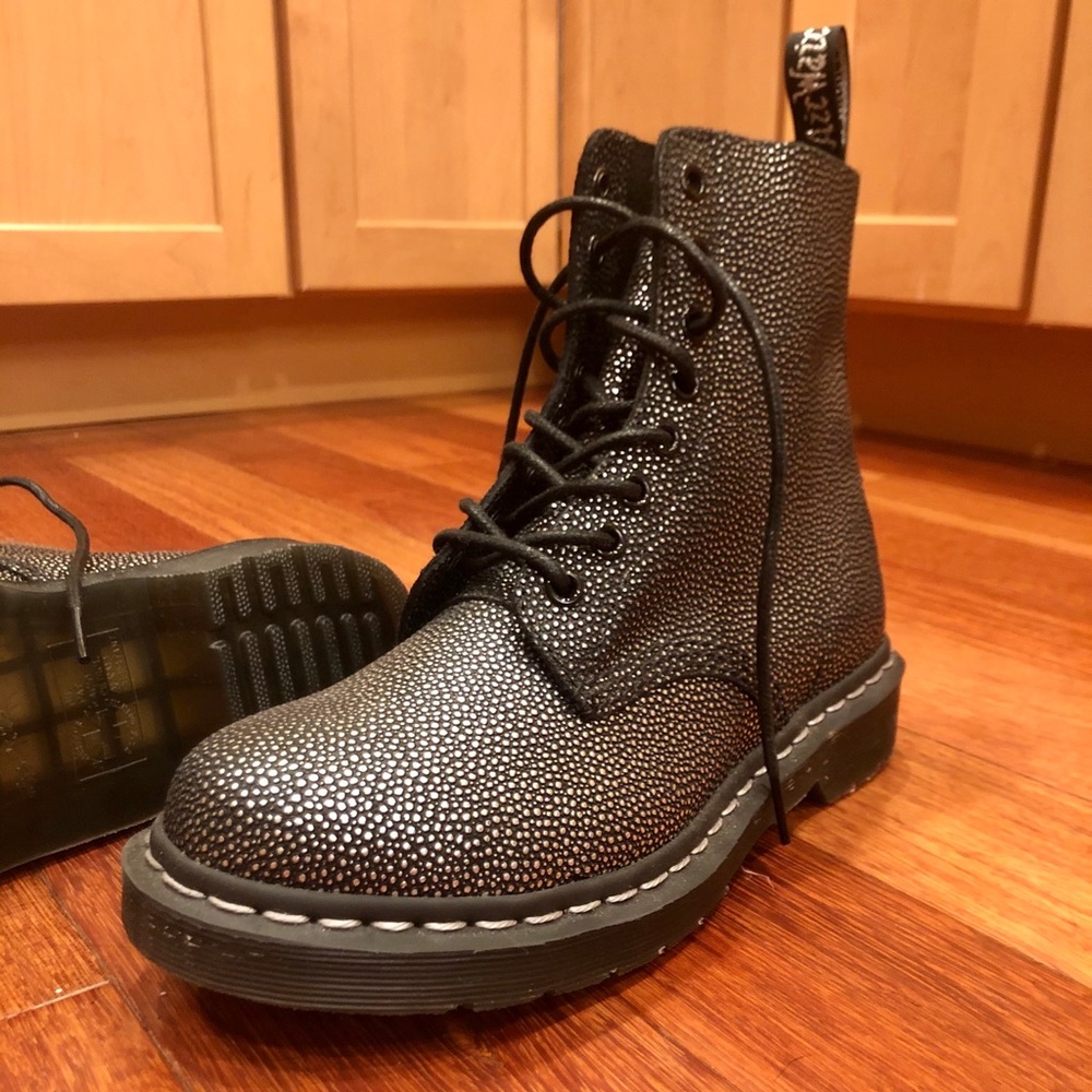 Dr. Martens Black/Silver Pascal Combat Boot